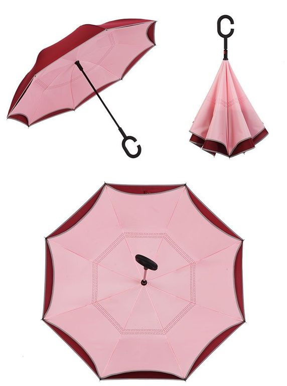 картинка Зонт наоборот ПРЕМИУМ Original Pink автоматический розово-бордовый от магазина+