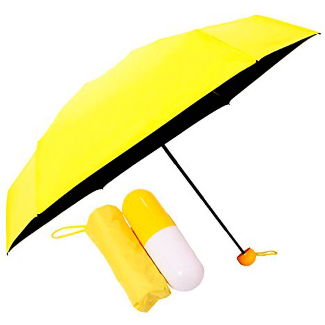 Зонт капсула мини жёлтый, механика