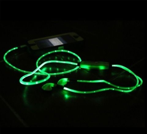 Светящиеся наушники с LED подсветкой зелёные