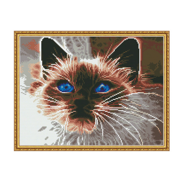 Дымчатый кот. Алмазная мозаика 50х40 см