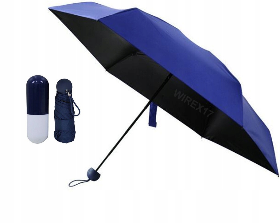 Зонт капсула мини синий, механика