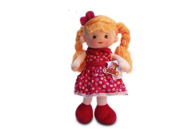 Кукла в малиновом платье в цветочек музыкальная