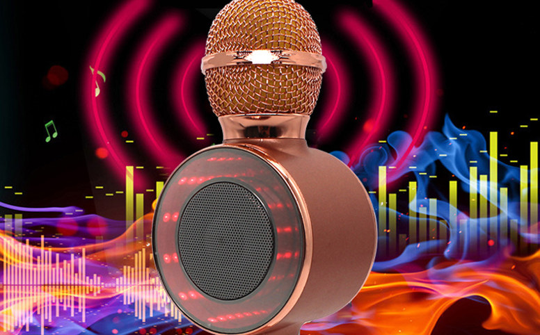 Микрофон Караоке WS 668 с колонкой и подсветкой 