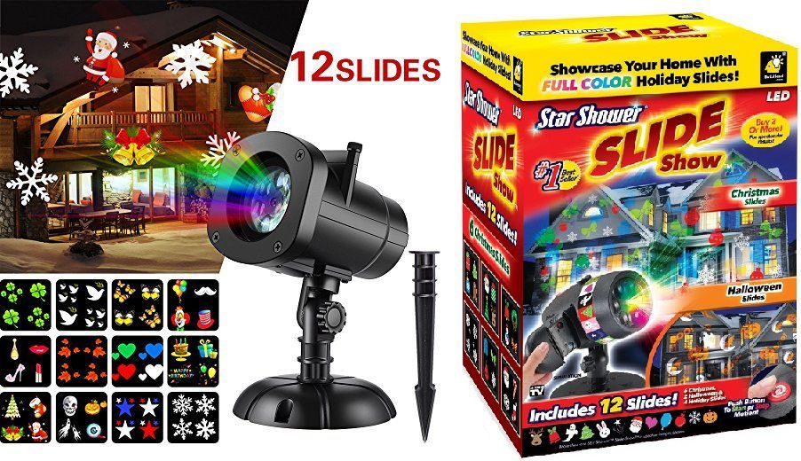 Лазерный проектор Slide Star Shower 12 слайдов купить для праздничного оформления