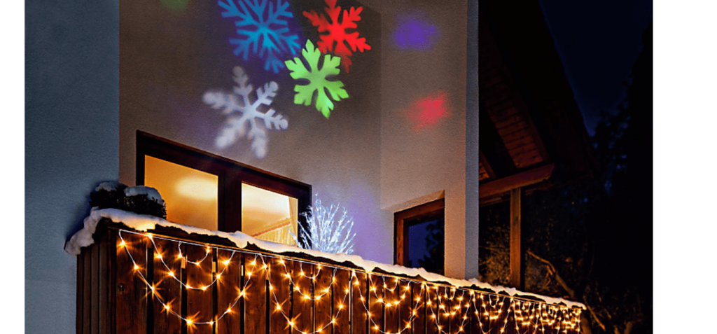 Купить Светодиодный проектор "Снежинка" для светового праздничного оформления на Новый год, Рождество.